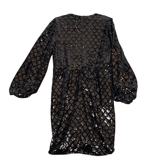 Torrid Black Sequin Velour Midi Dress Pockets Size 12 Cocktail Party Holiday - Picture 9 of 16